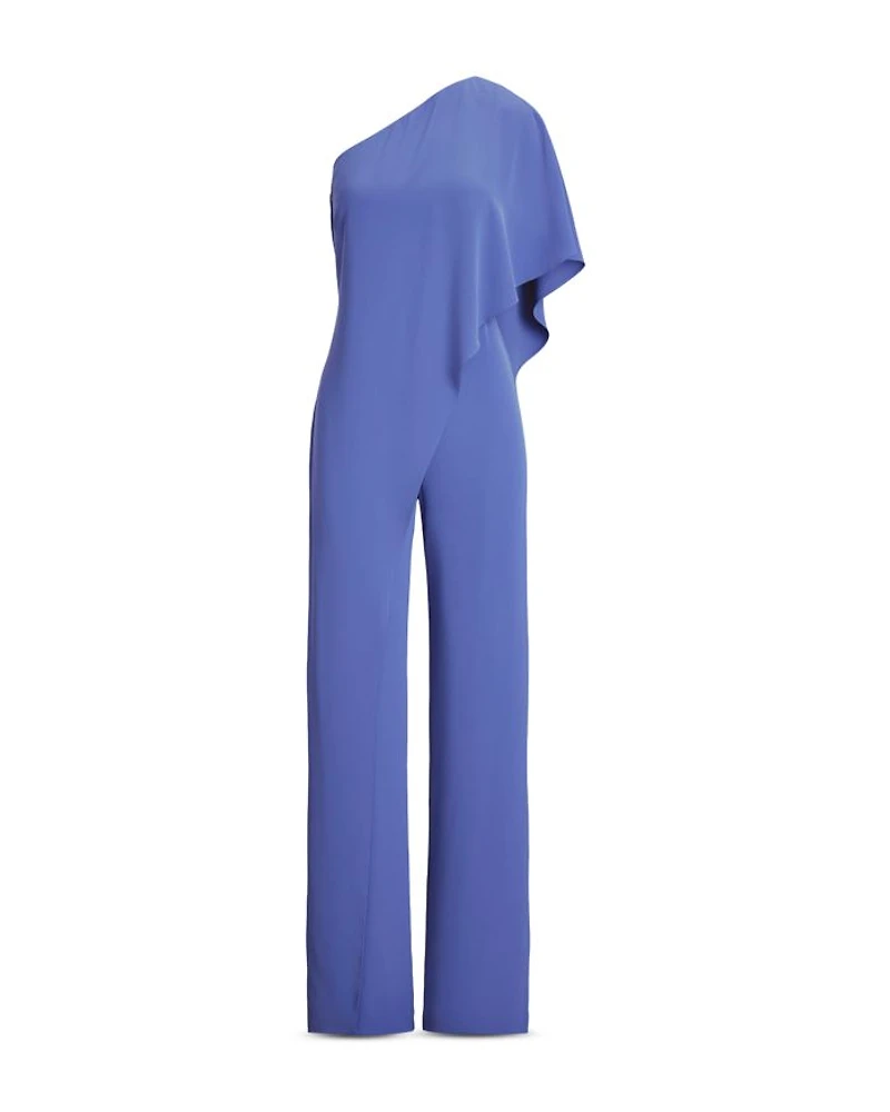 Cape Georgette One Shoulder Jumpsuit