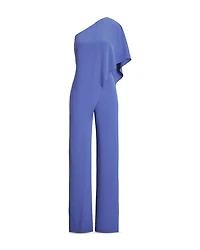 Cape Georgette One Shoulder Jumpsuit
