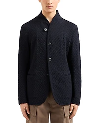 Emporio Armani Regular Fit Chevron Jacquard Button Front Blazer