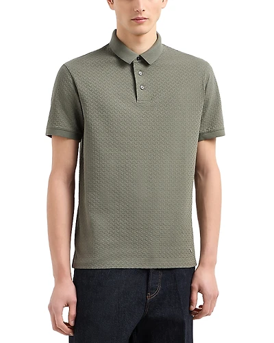 Emporio Armani Textured Jacquard Basketweave Polo Shirt