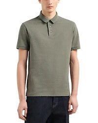 Emporio Armani Textured Jacquard Basketweave Polo Shirt