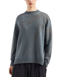 Emporio Armani Plain Knit Embroidered Dragonfly Pullover Crewneck Sweater