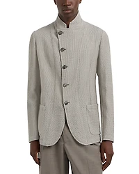 Emporio Armani Regular Fit Asymmetric Textured Wool Blazer