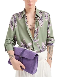 Floral Print Silk Regular Fit Button Down Shirt