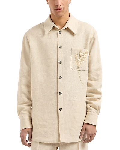 Emporio Armani Denim Effect Regular Fit Button Down Shirt