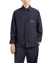 Emporio Armani Padded Regular Fit Button Down Shirt With Leather Logo Patch
