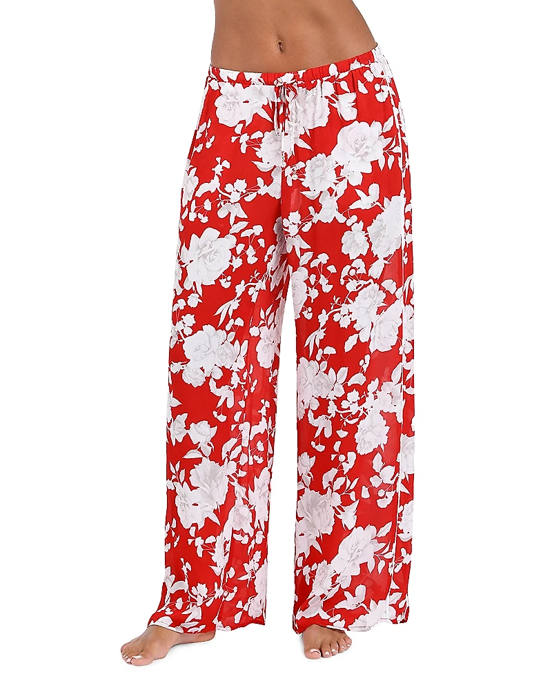 L'Agence Geraldine Ikebana Floral Wide Leg Pants Swim Cover-Up
