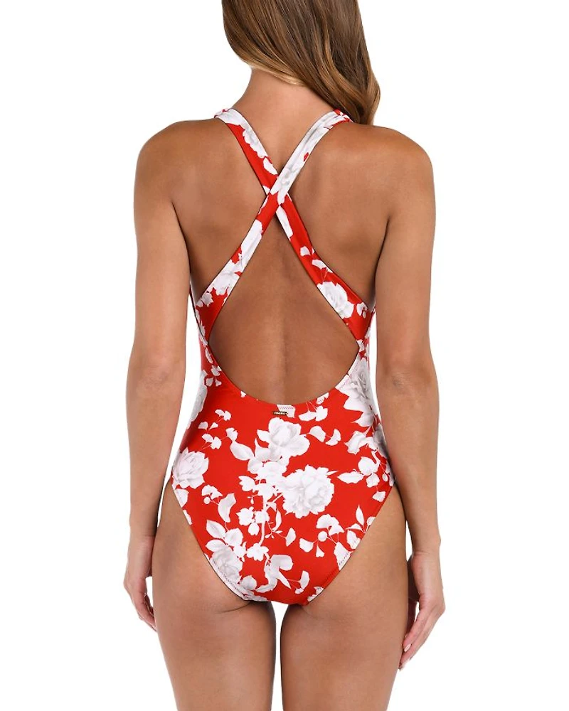 Lisa Ikebana Plunge One Piece Swimsuit