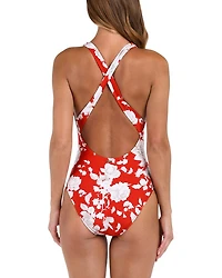 Lisa Ikebana Plunge One Piece Swimsuit