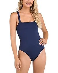 La Blanca Luxe Square Neck Tummy Control One Piece Swimsuit