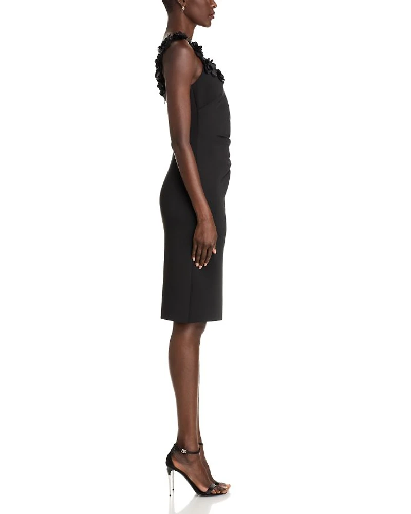 Floral Appliqué Scoop Neck Dress