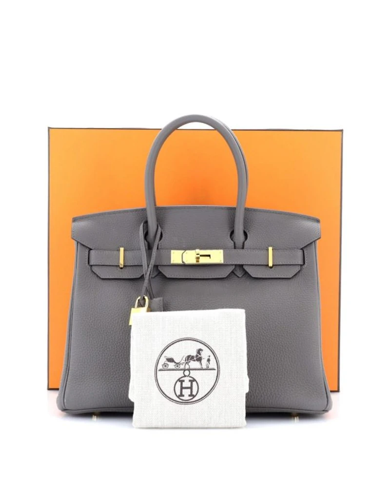 Birkin 30 Handbag Grey Togo with Gold Hardware