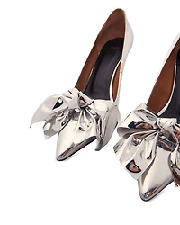 Women's Leather Pumps with Bow Detail