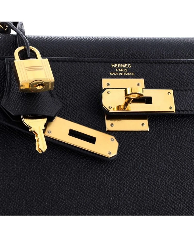 Kelly 28 Handbag Black Epsom with Gold Hardware