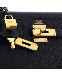 Kelly 28 Handbag Black Epsom with Gold Hardware