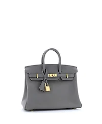 Pre-Owned Hermes Birkin 25 Handbag Grey Swift with Gold Hardware