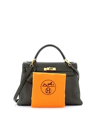 Kelly 32 Handbag Green Togo with Gold Hardware