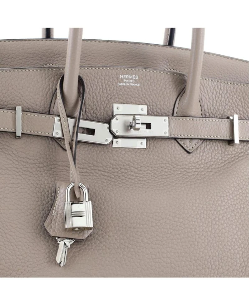 Pre-Owned Hermes Birkin 30 Handbag Grey Clemence with Palladium Hardware