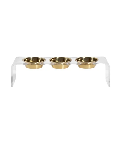 Medium Triple Bowl Pet Feeder, 1 Quart Bowls