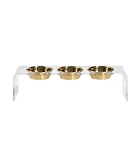 Medium Triple Bowl Pet Feeder, 1 Quart Bowls