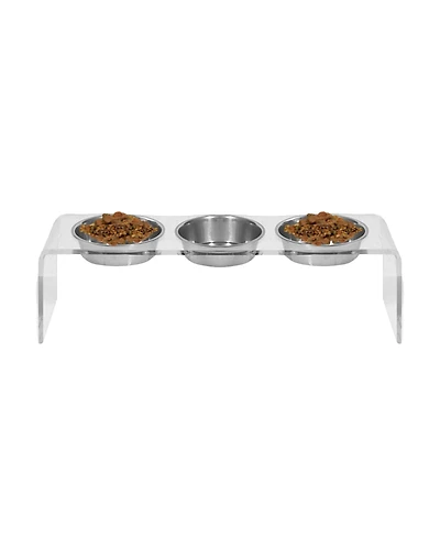 Hiddin Medium Triple Bowl Pet Feeder, 1 Quart Bowls