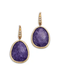 Marco Bicego 18K Yellow Gold Lunaria Color Charoite & Diamond Drop Earrings