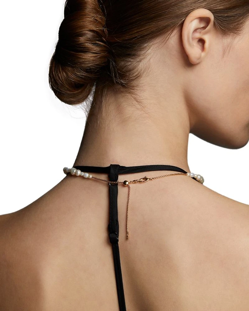 London Multi Pearl Y Necklace, 15"-17"