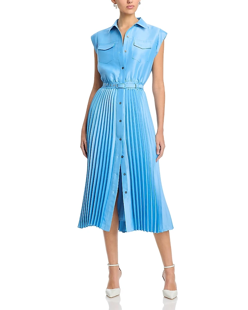 Elie Tahari The Natalyia Pleated Shirt Dress