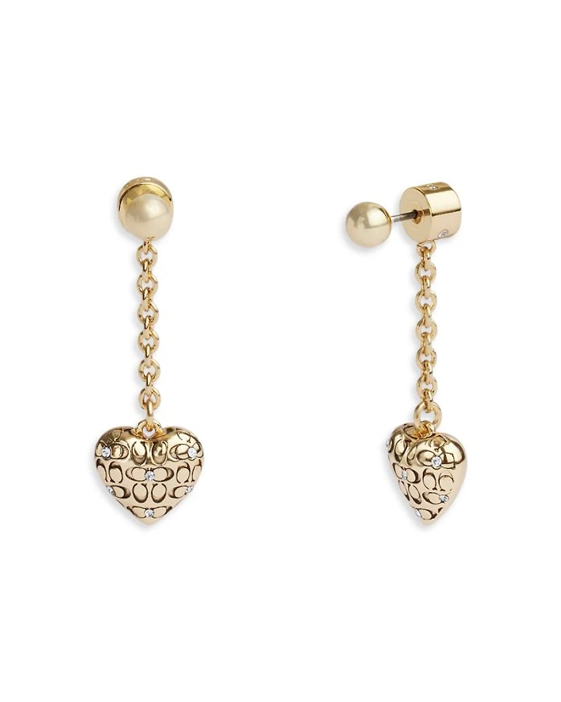 Signature Pavé Quilted Heart Front To Back Earrings