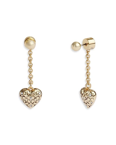 Signature Pavé Quilted Heart Front To Back Earrings