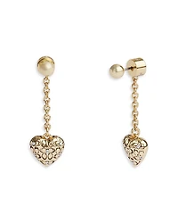 Signature Pavé Quilted Heart Front To Back Earrings