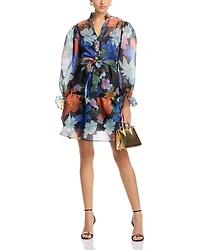 Organza V Neck Tiered Dress