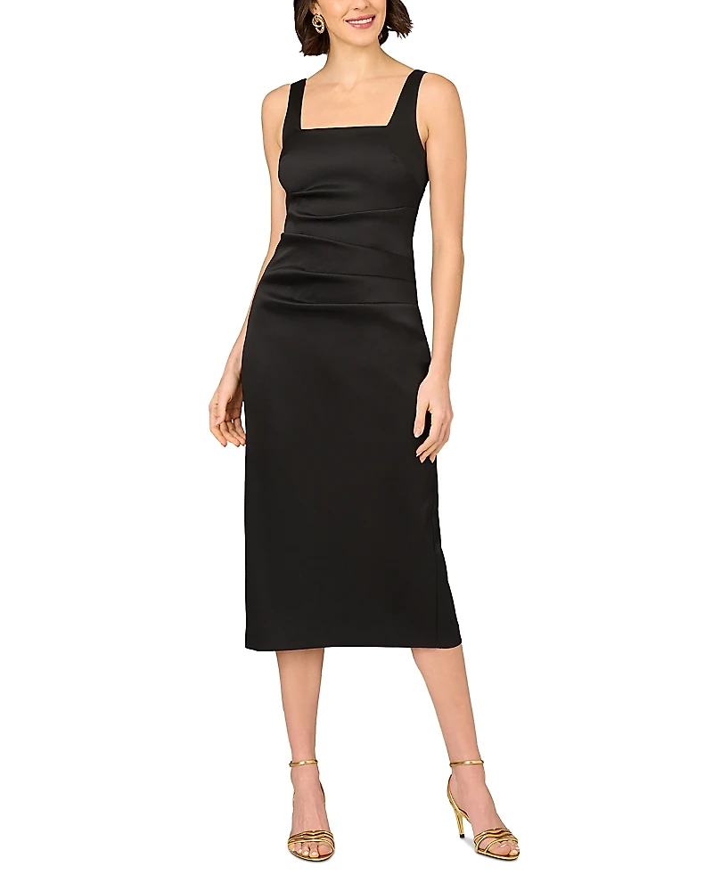 Aidan Mattox Stretch Mikado Midi Dress