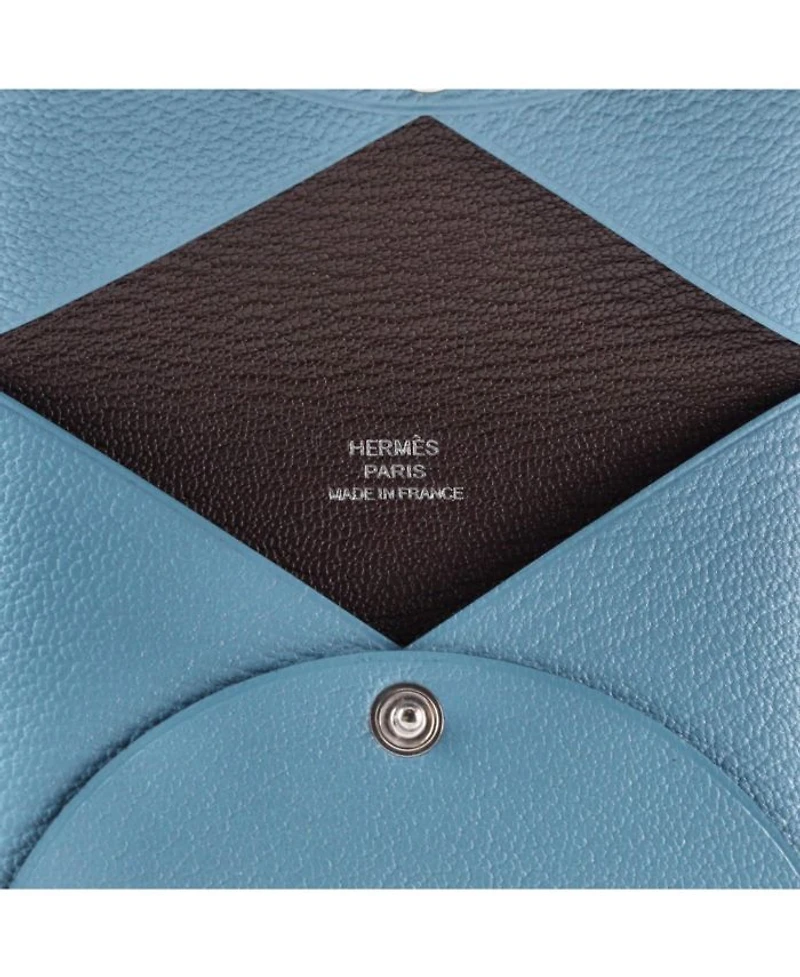 Pre-Owned Hermes  Calvi Duo Card Holder Verso Epsom