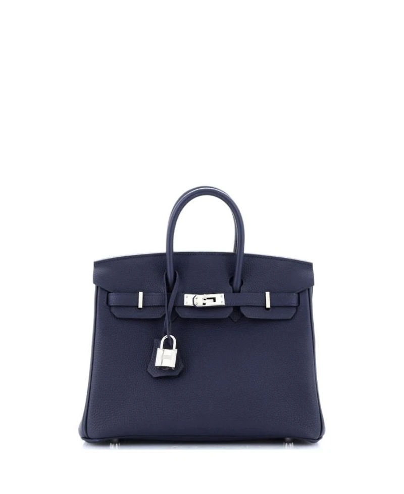 Birkin 25 Handbag Blue Togo with Palladium Hardware