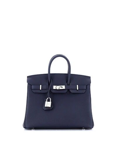 Birkin 25 Handbag Blue Togo with Palladium Hardware