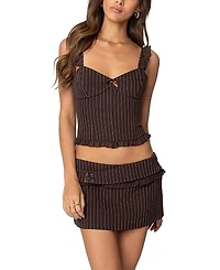 Edikted Colleen Ruffled Pinstripe Corset