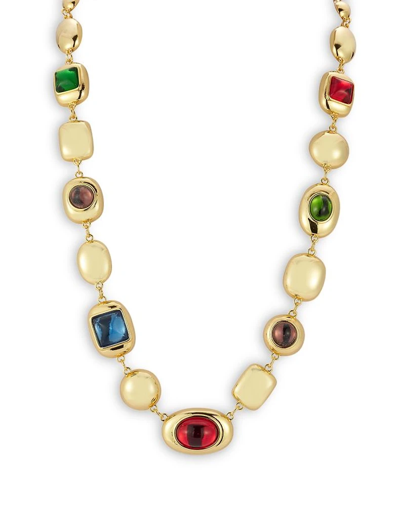 Multicolor Pebble Stone Statement Necklace - Exclusive