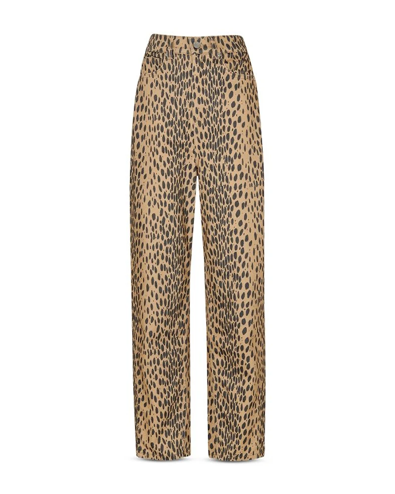 Animal Print Barrel Leg Pants