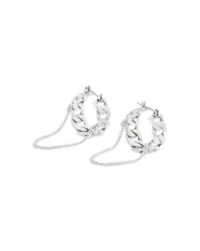 Dangling Chain Twist Hoop Earrings