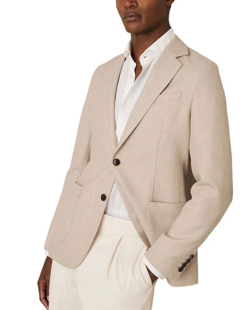 Stack Single Breasted Two Button Notch Textured Blazer