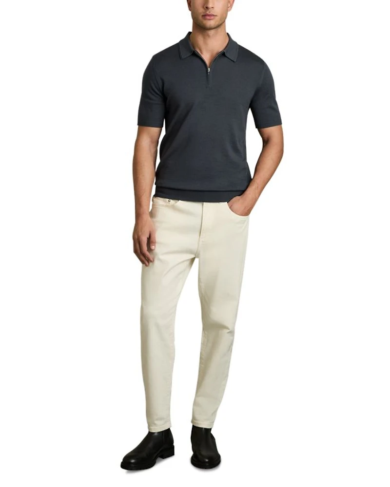 Maxwell Short Sleeve Half Zip Merino Wool Polo