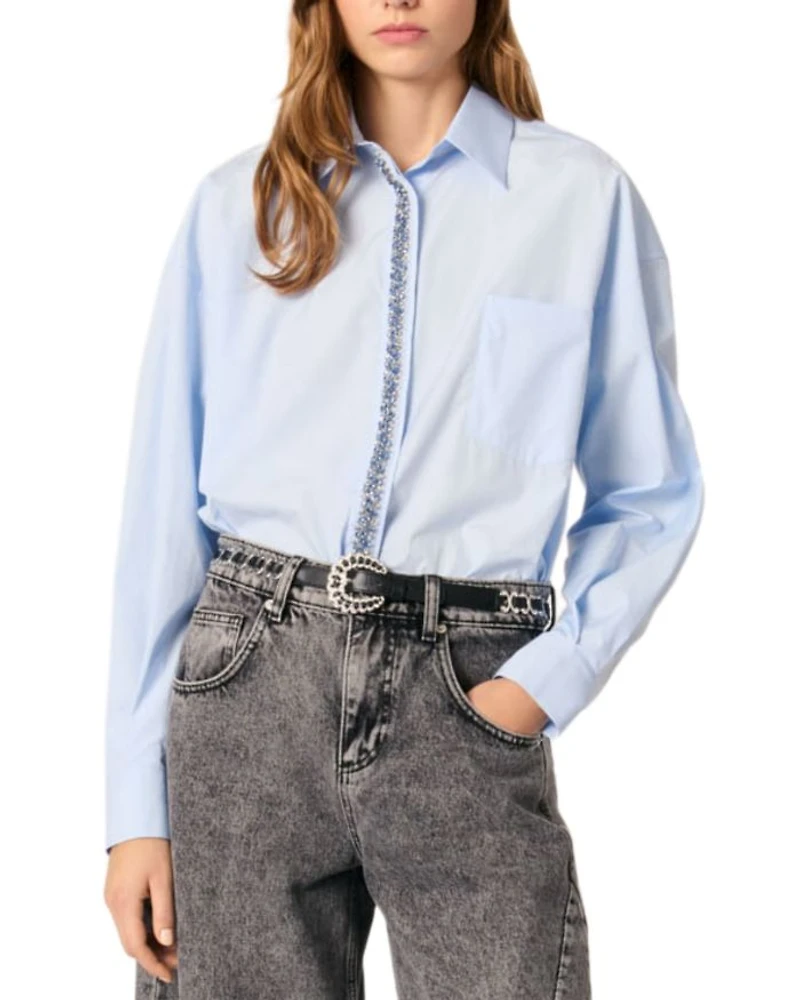 Poplin Rhinestone Shirt