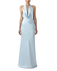 Sau Lee Satin Cowl Neck Gown