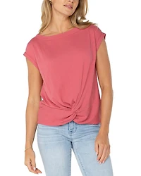 Short Sleeve Boat Neck Knit Top