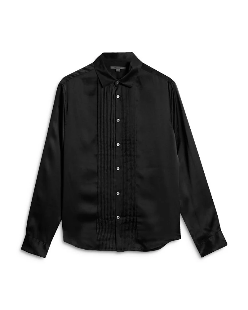 Silk Pleated Front Shirt