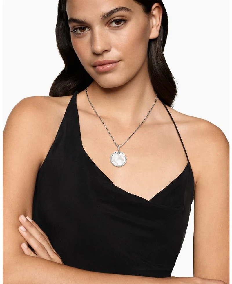 Sterling Silver DY Elements® Disc Pendant with Mother-of-Pearl & Diamonds