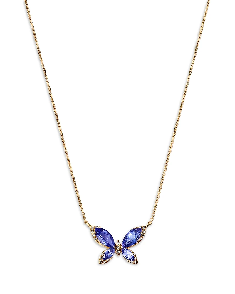 Bloomingdale's Fine Collection Tanzanite & Diamond Butterfly Necklace