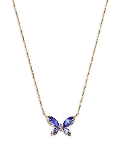 Bloomingdale's Fine Collection Tanzanite & Diamond Butterfly Necklace