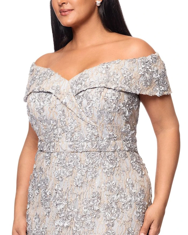 Off the Shoulder Embroidered Lace Dress